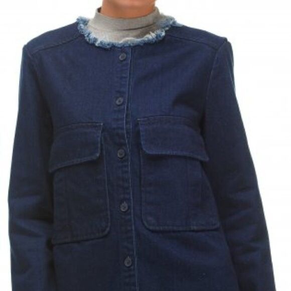 ZARA FRINGED DENIM JEAN JACKET - Picture 8 of 9